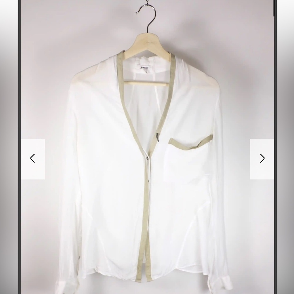 Helmut Lang Blouse with Leather Trim and Tooth Closure size small